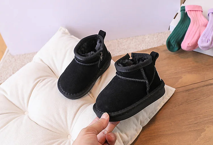 Baby Winter Snow Boots – Leather Plush Non-Slip Toddler Shoes
