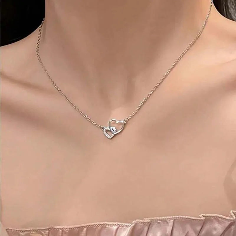 Silver Color Love Heart Necklace