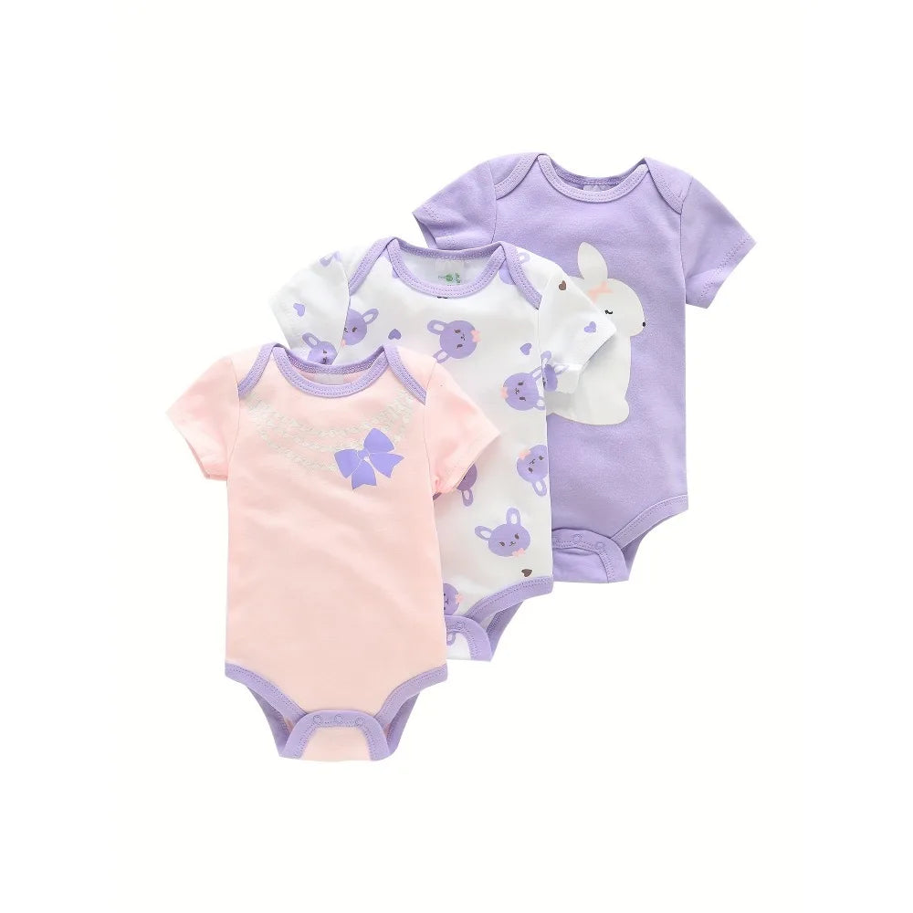 Infant Cotton Romper Set – 3PCS (0–12M)
