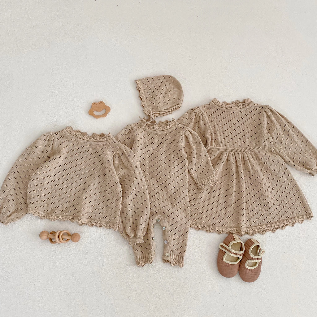 Baby Girl Knit Romper & Dress Top (0–12M)