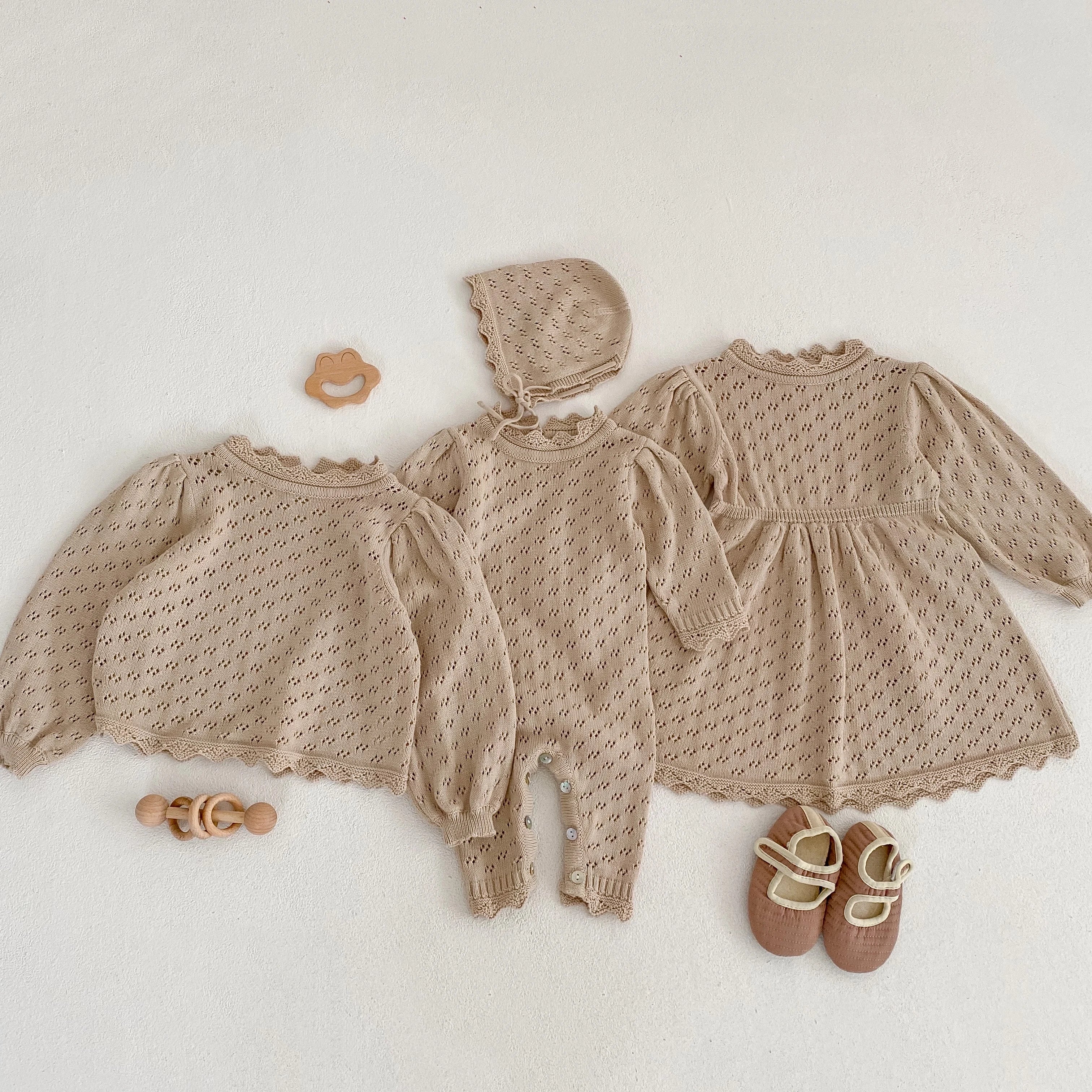 Baby Girl Knit Romper & Dress Top (0–12M)