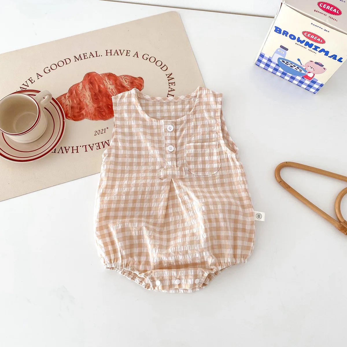 Baby Plaid Sleeveless Jumpsuit (0-24M)