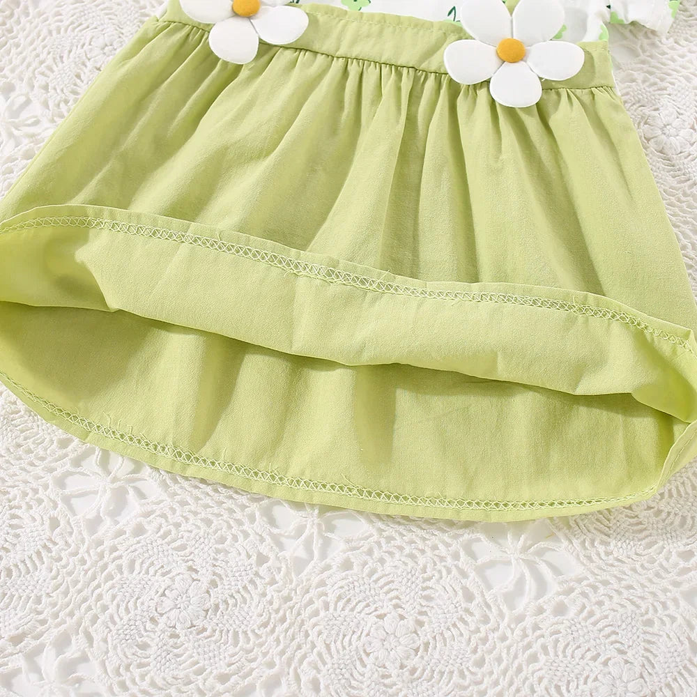 0-3 Years - Two-Piece Shoulder Strap Dress Girl Cute