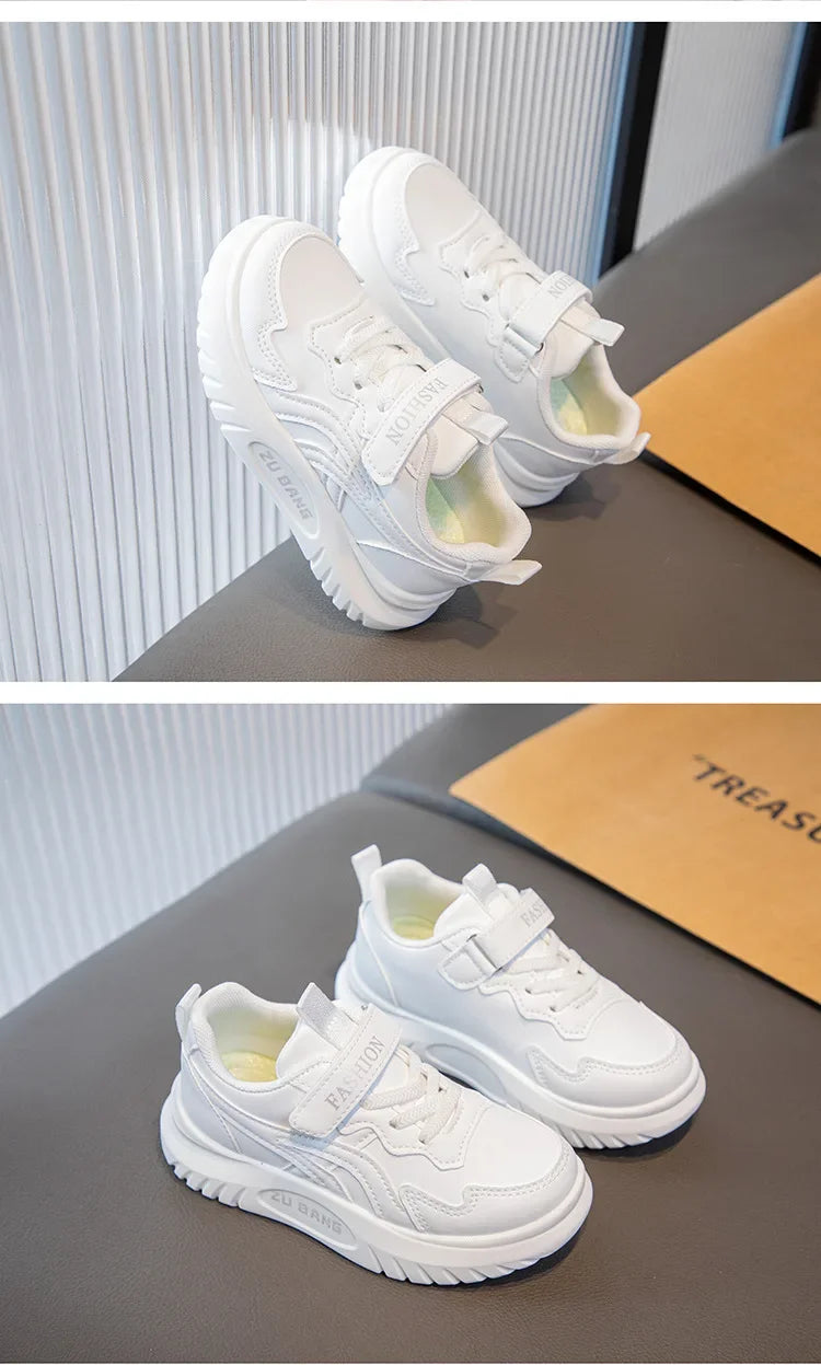 Kids Sports Shoes – Lightweight Breathable Leather Sneakers