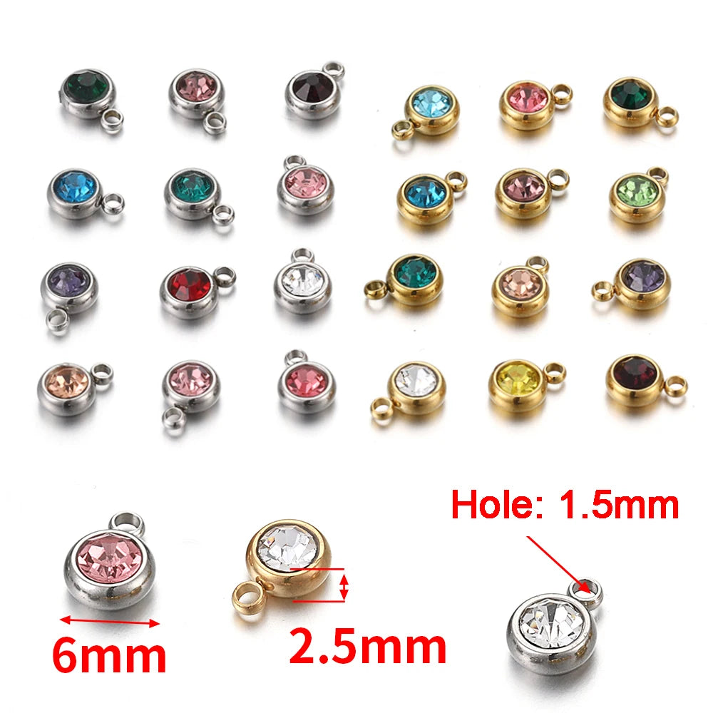 20pcs/lot Stainless Steel Rhinestone Charms