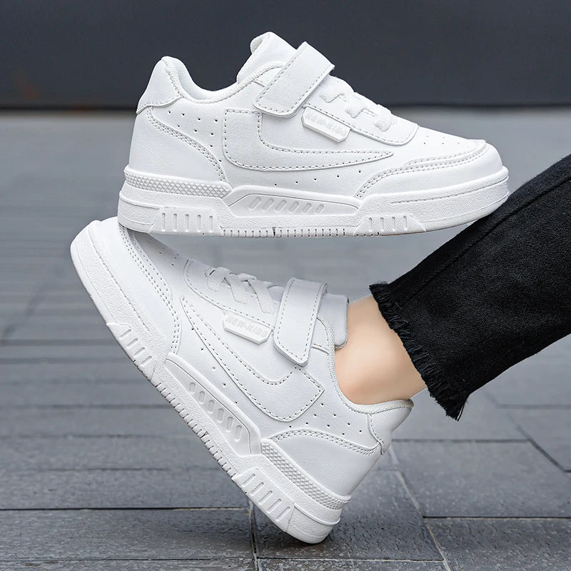 Kids’ Running Sneakers – Leather & Mesh, Non-Slip Shoes