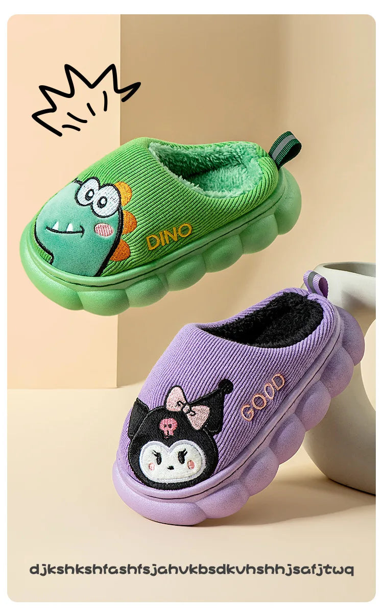 Kids’ Cotton Slippers – Warm, Anti-Slip Cartoon Plush Shoes