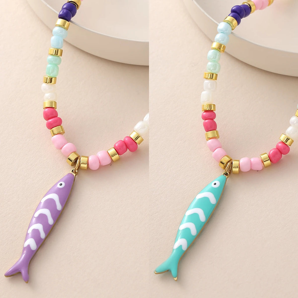 Enamel Fish Pendant Necklace