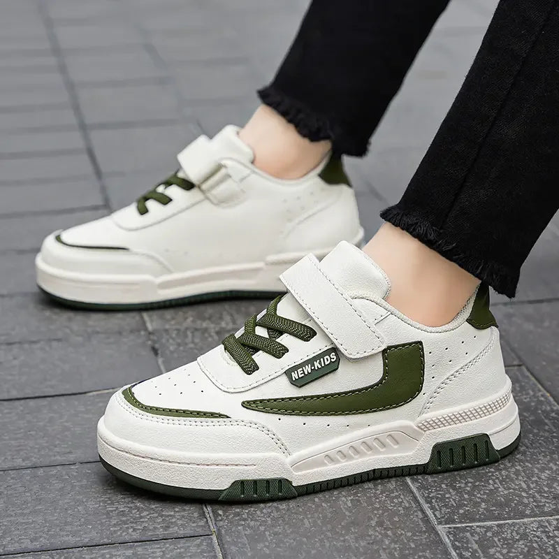 Kids’ Running Sneakers – Leather & Mesh, Non-Slip Shoes