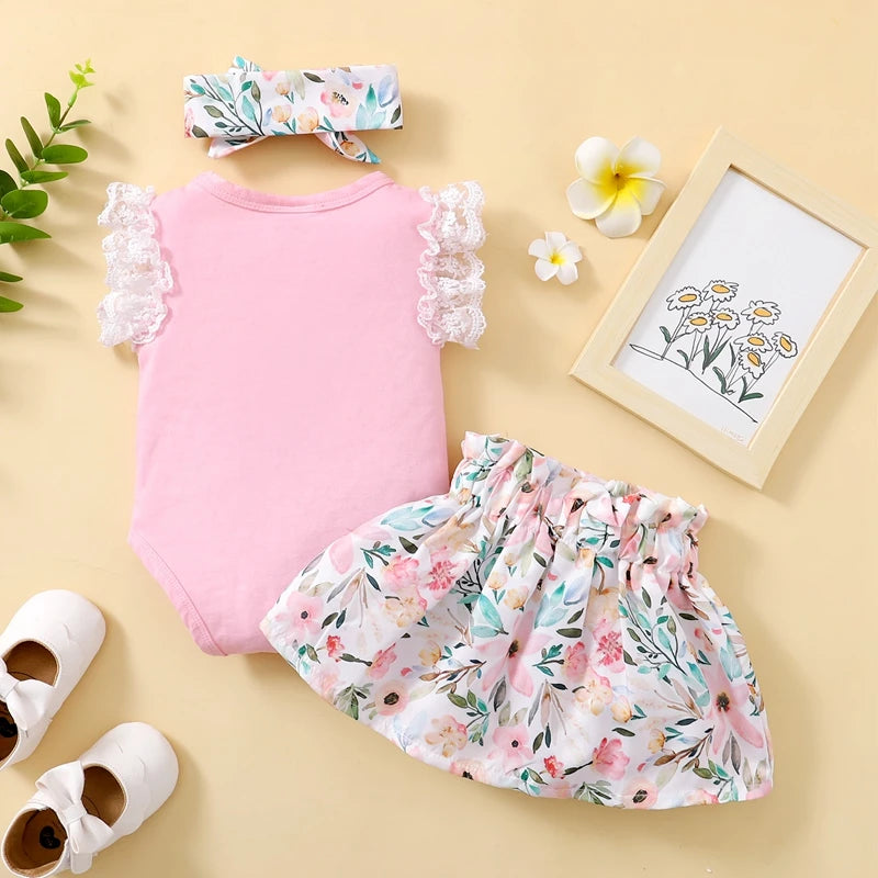 0-18 Months Newborn Baby Girl 3PCS Outfit