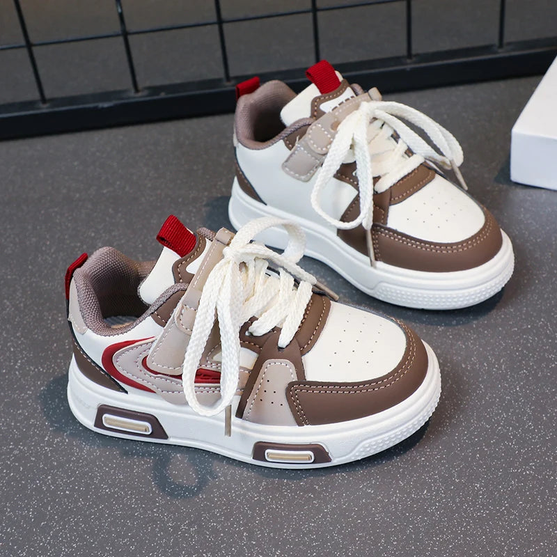 Kids Lightweight Sneakers – Breathable Hook-and-Loop Running & Basketball Shoes