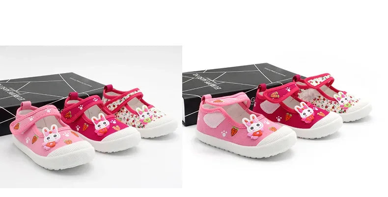 Girls’ Canvas Sneakers – Soft Candy Shoes with Cartoon Print