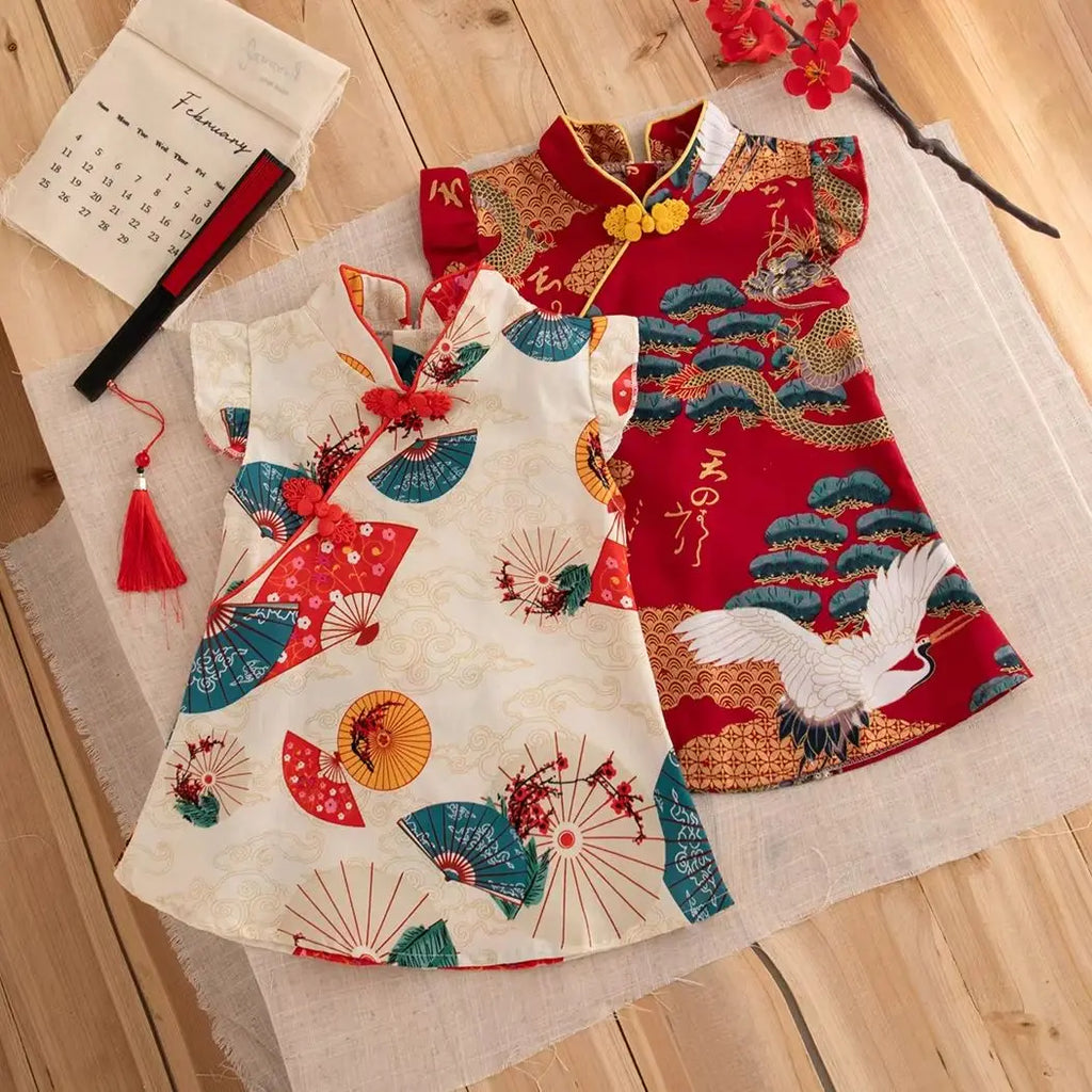 Baby Girl Red Qipao Dress (0–2Y)