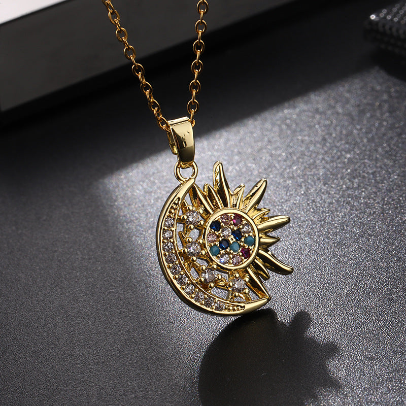 Stainless Steel Sun Moon Necklace