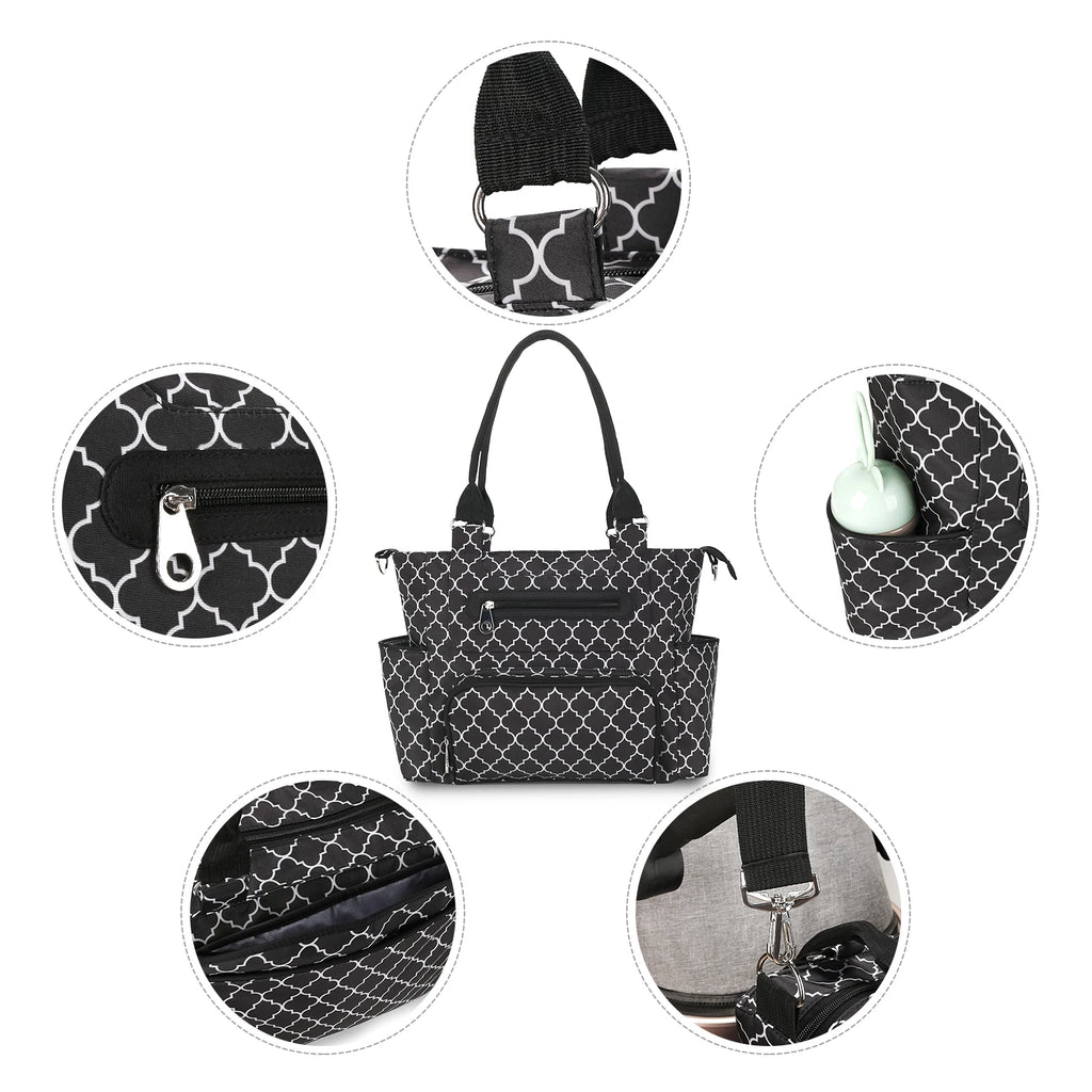 7pcs Nappy Changing Bag Set – Multifunctional Tote, Shoulder & Travel Diaper Bag