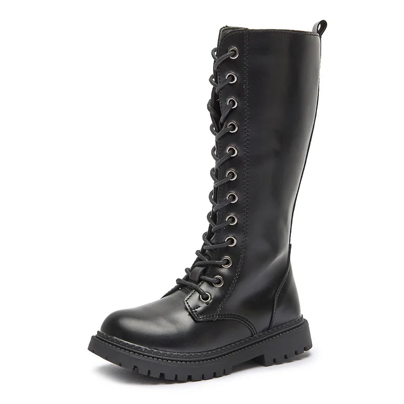 Girls’ Padded High-Top Boots – Warm Lace-Up Princess Shoes