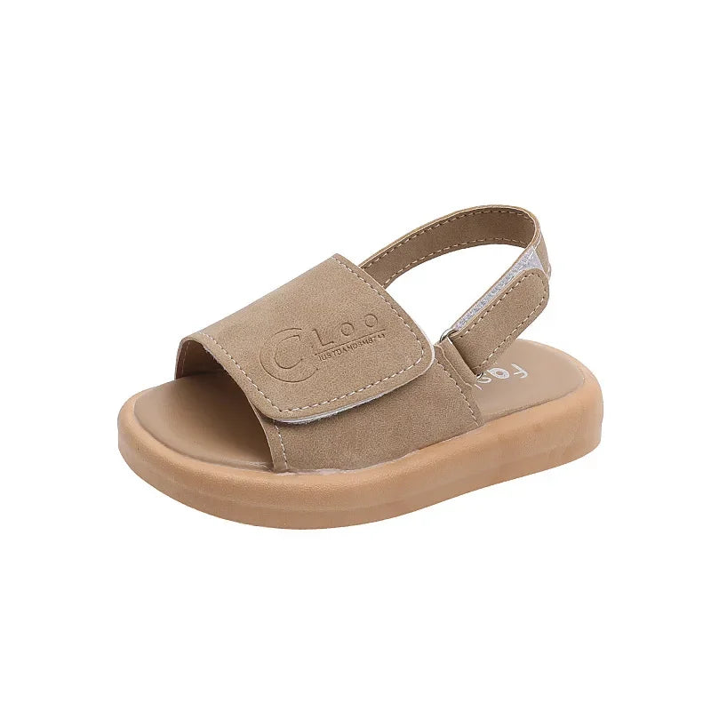 Kids’ Summer Sandals – Open Toe PU Leather (Ages 1–6)
