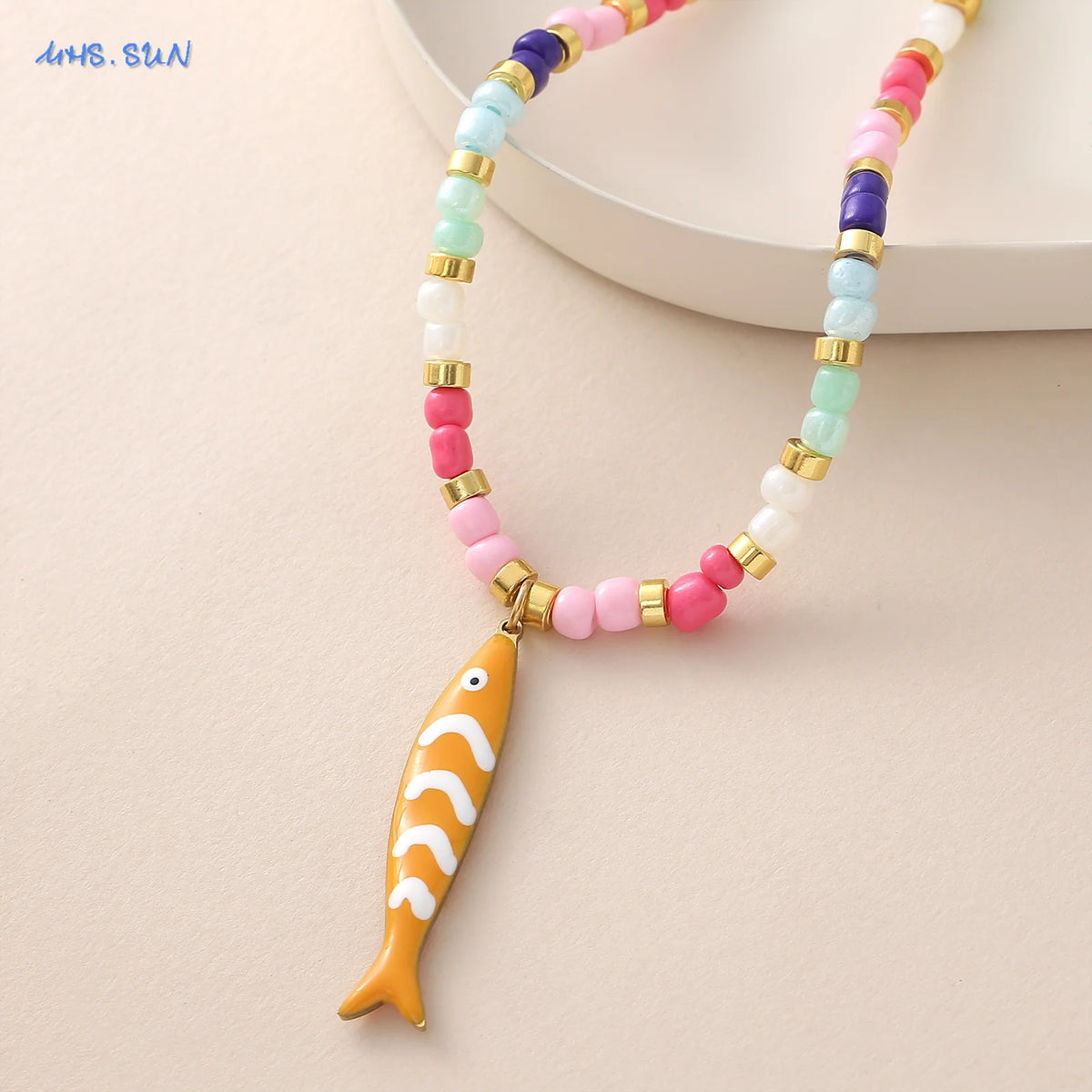 Enamel Fish Pendant Necklace