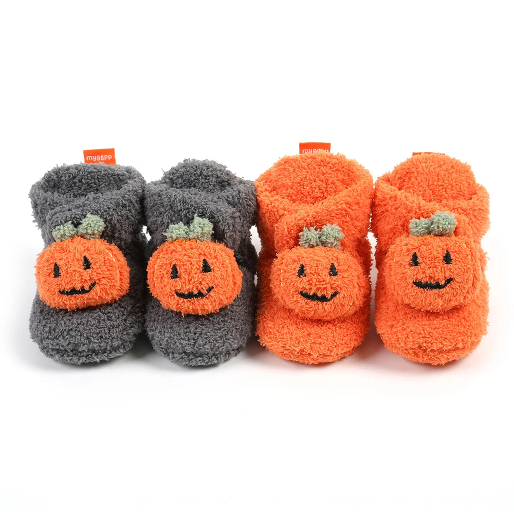 Baby Halloween Pumpkin Booties – Newborn First-Step Sock Shoes