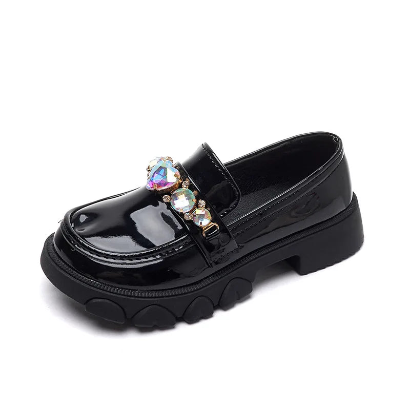 Girls’ Leather Princess Shoes – Low-Heeled Wedding Shoes