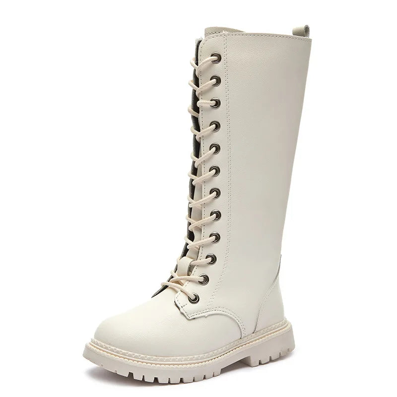 Girls’ Padded High-Top Boots – Warm Lace-Up Princess Shoes
