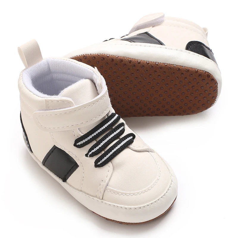 Infant Spring Sneakers (0–18M) – White Non-Slip Soft-Soled Shoes