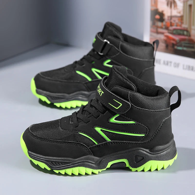 Boys’ Leather Sports Sneakers – Non-Slip, Breathable (Sizes 29–40)