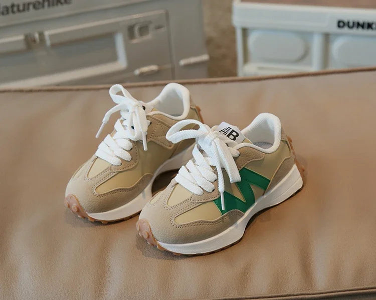 Kids Spring Leather Sneakers – Soft Sole Non-Slip Casual Shoes