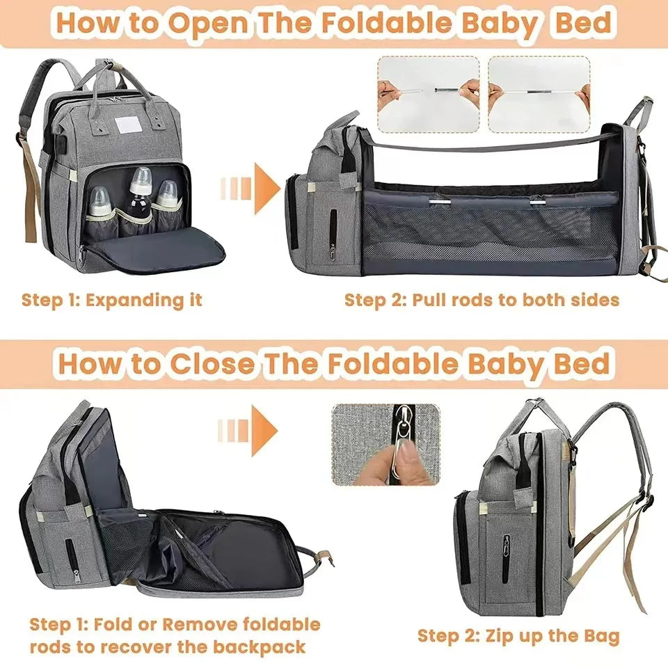 Portable Mummy Bag – Folding Crib & Baby Organizer