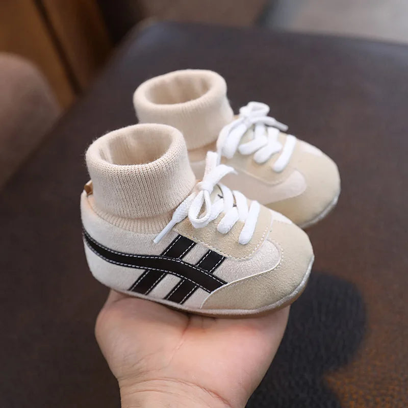 Baby Shoes & Socks (6–12M) – Soft Bottom Anti-Slip Sneakers