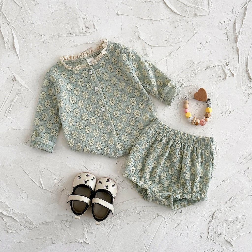 Breathable Long Sleeve Top & Shorts Baby 2Pcs Set