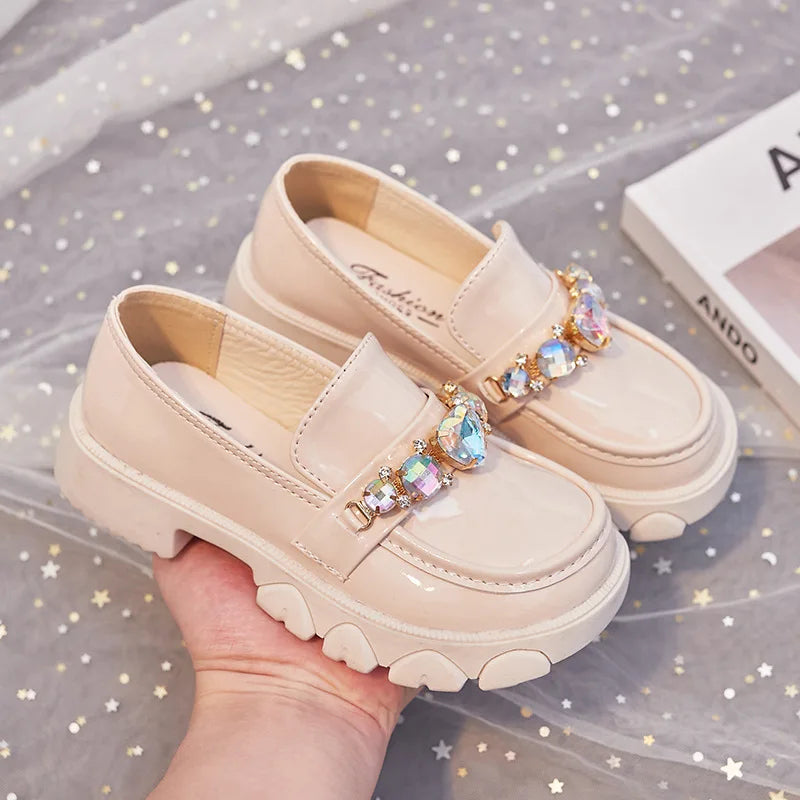 Girls’ Leather Princess Shoes – Low-Heeled Wedding Shoes