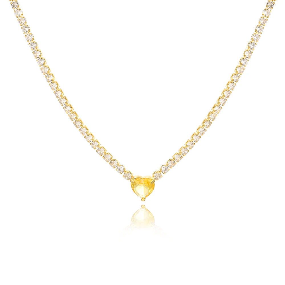 Crystal Stone Love Heart Necklace