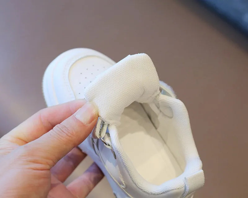 Kids White Spring/Autumn Sneakers – Lightweight Soft-Sole Casual Shoes