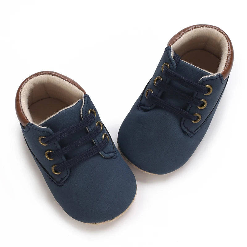 Baby Walking Shoes (0–18M) – Lace-Up Casual Flat Sneakers