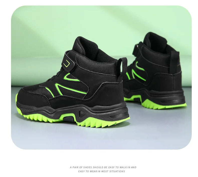 Boys’ Leather Sports Sneakers – Non-Slip, Breathable (Sizes 29–40)