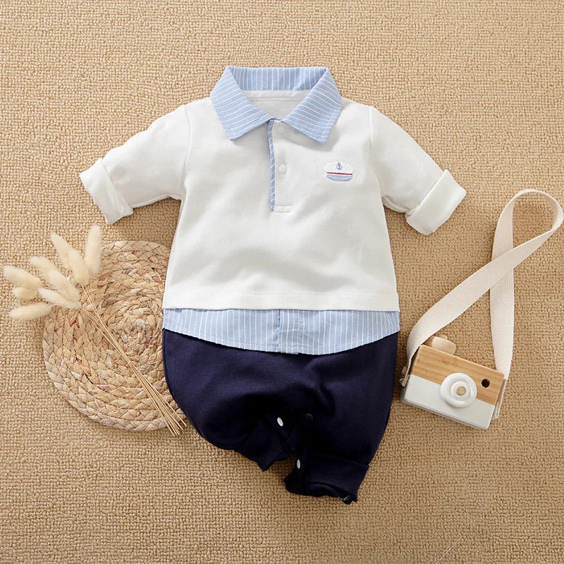 Infant Baby Boy Romper, Long Sleeve Polo Shirt 0–18 Months