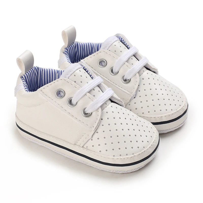 Infant Spring Sneakers (0–18M) – White Non-Slip Soft-Soled Shoes
