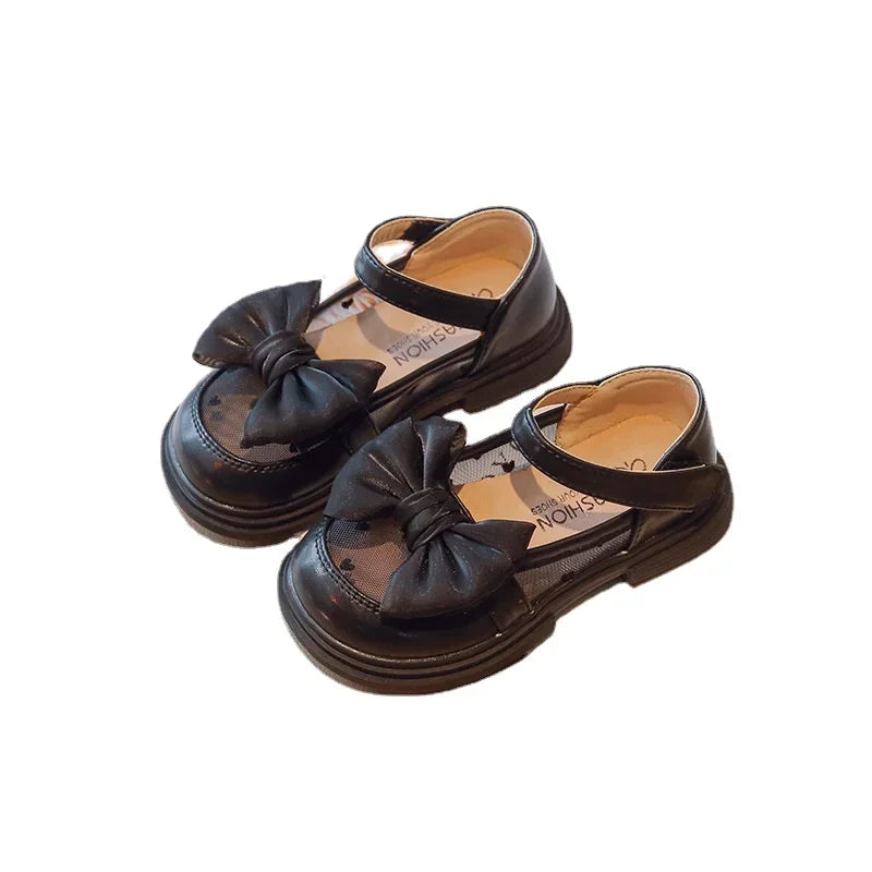 Girls’ Flat Shoes – Bow Princess Leather (Sizes 23–35)