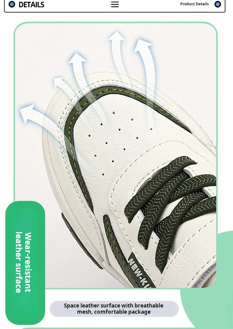 Kids’ Running Sneakers – Leather & Mesh, Non-Slip Shoes