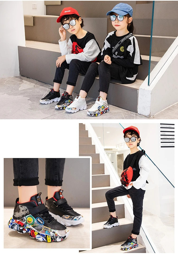 Kids Cartoon Sports Sneakers – Casual Basketball Shoes (26–36)