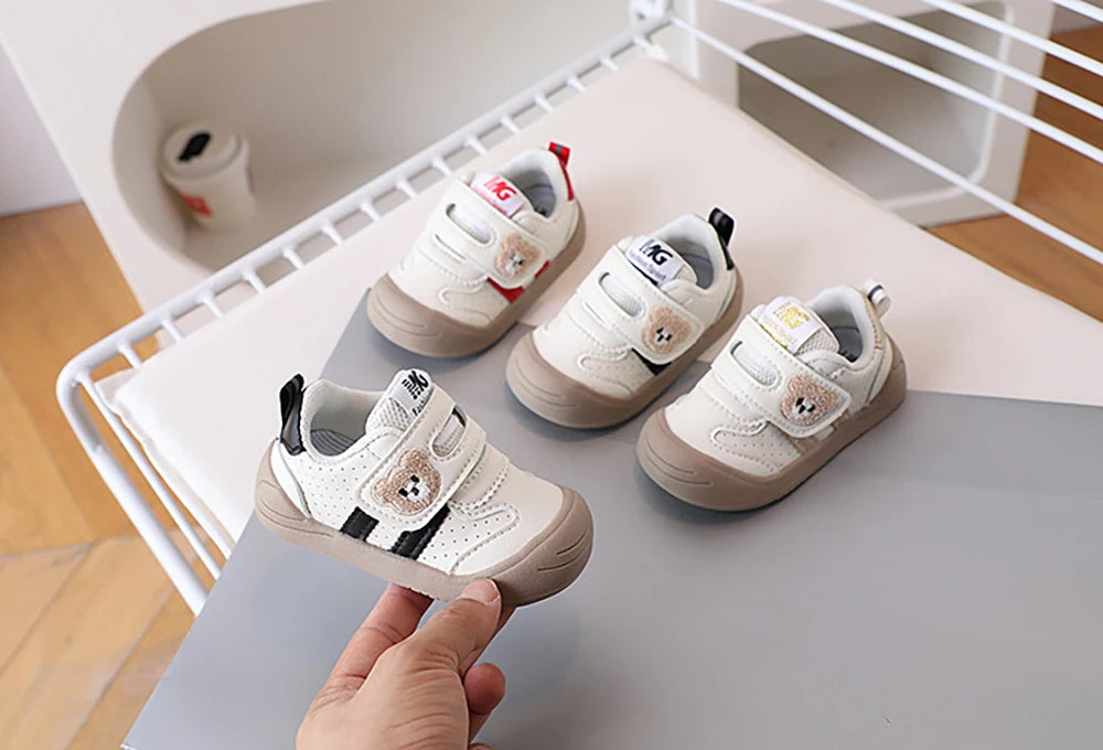 Kids PU Leather Sneakers – Soft-Soled First-Step Toddler Shoes