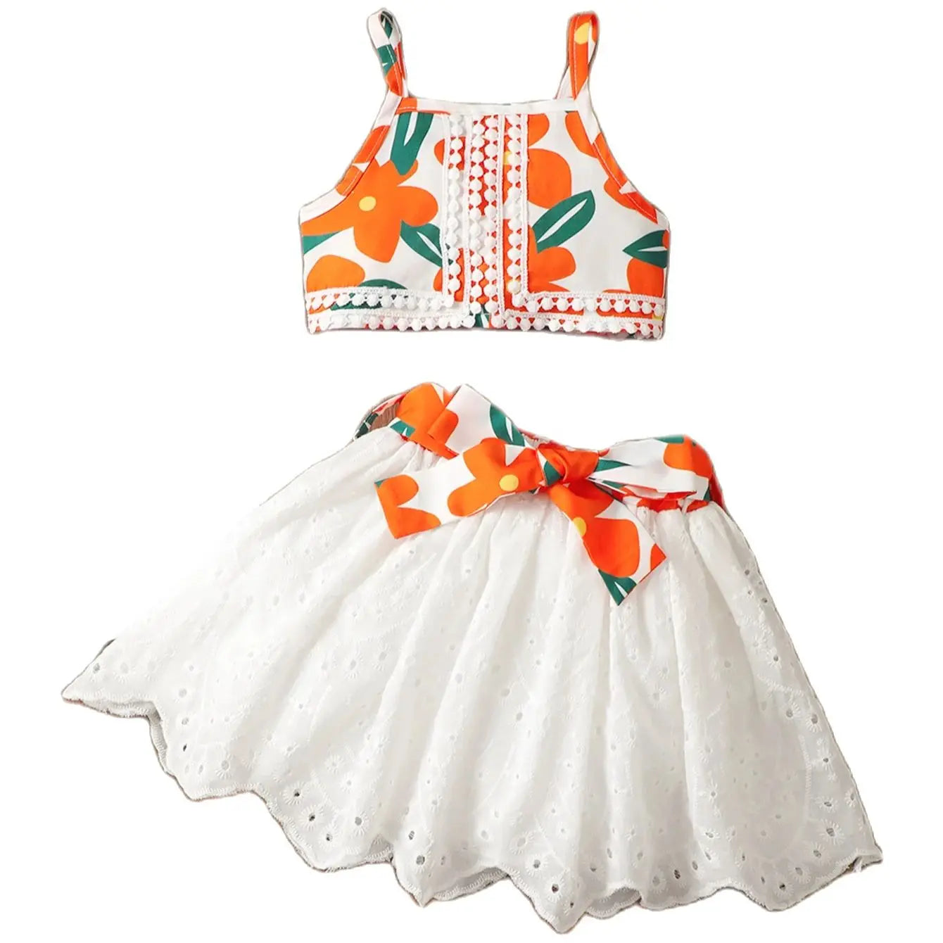 Casual Embroidered Skirt Set