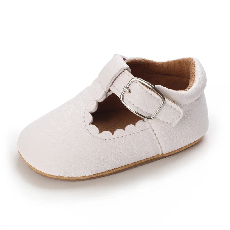Baby Stripe Leather Shoes – Multicolor Non-Slip First Walkers