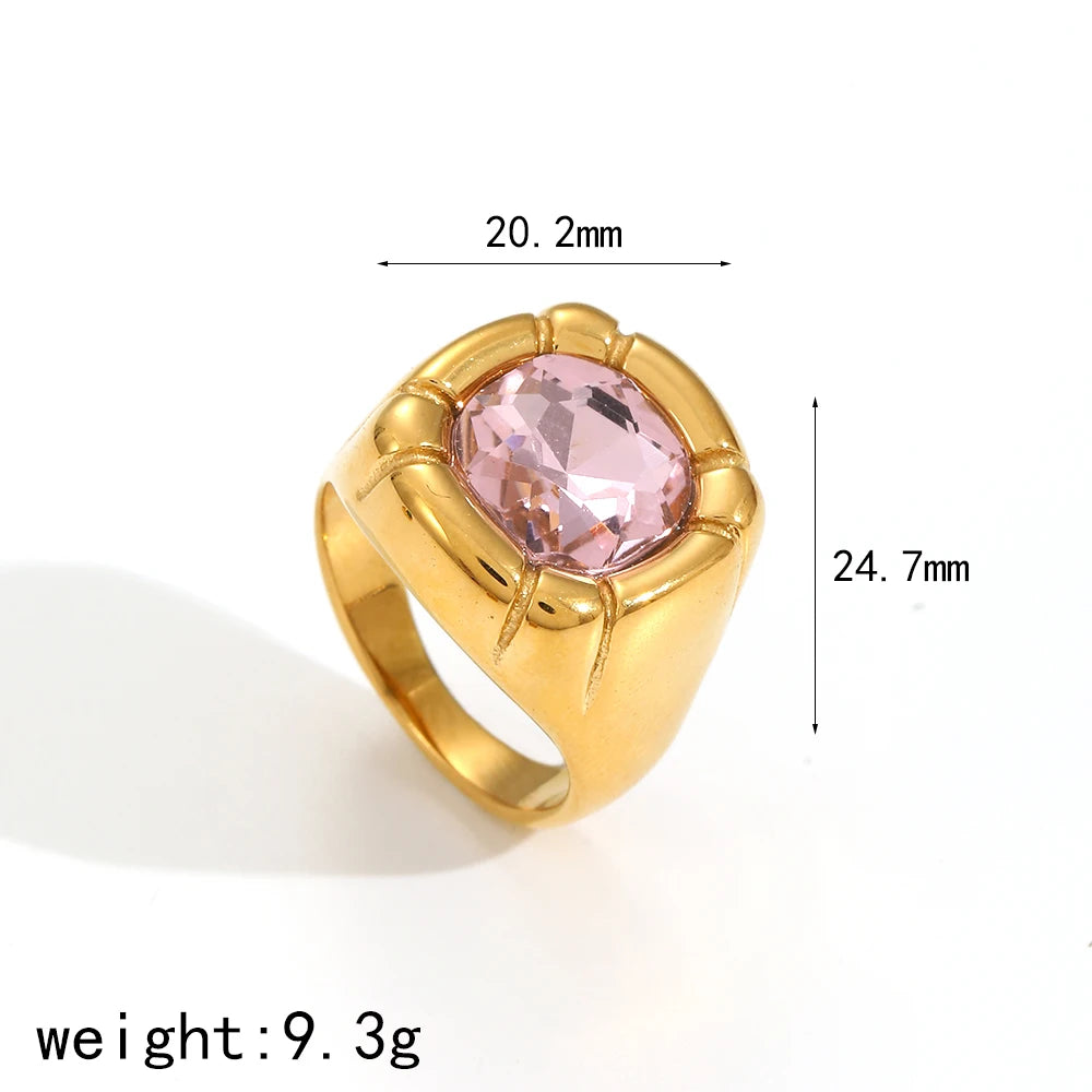 Fashion Fine Stainless Steel Square Zircon Rings High Quality Waterproof For Women Jewelry