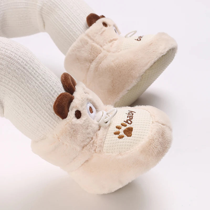 Baby Winter Cotton Shoes (0–1Y) – Thick Warm Teddy Bear Walking Shoes