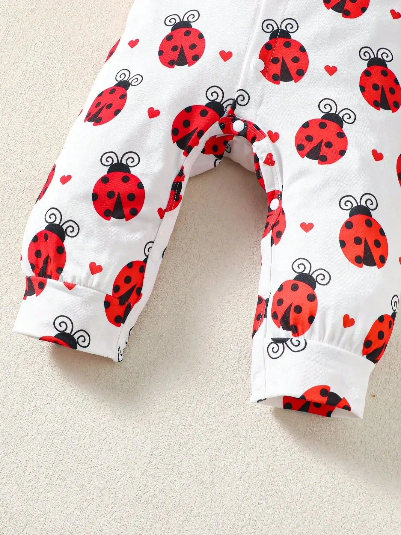 Baby Girl Summer Romper with Peach Heart Print, 0–2 Years