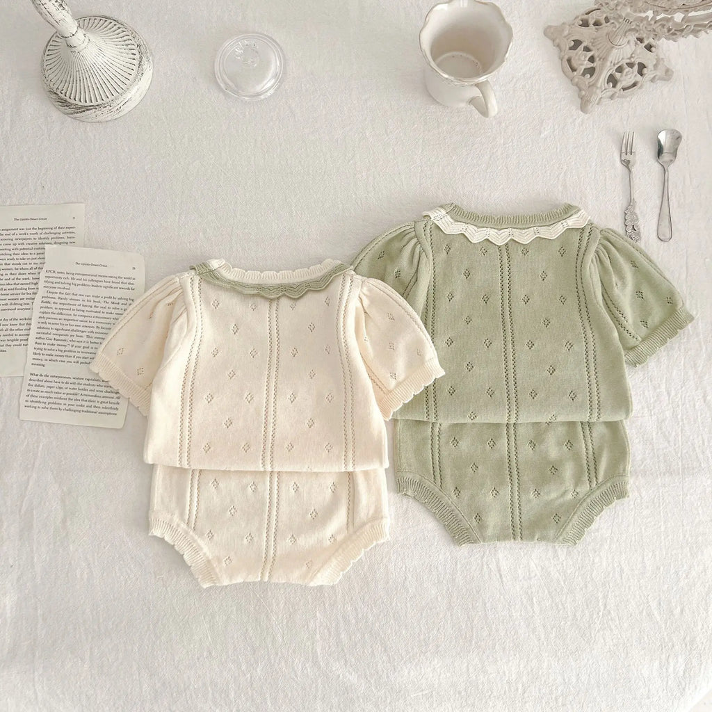 Baby Girl Knit Tee & Shorts Set – Summer (0–2Y)