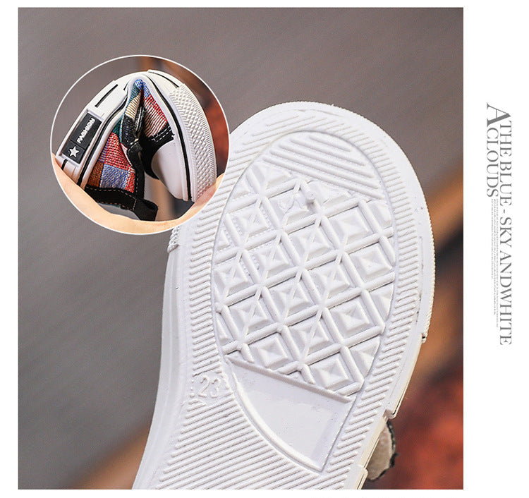 Kids’ Canvas Sneakers – Checkered Casual Shoes, Soft Sole
