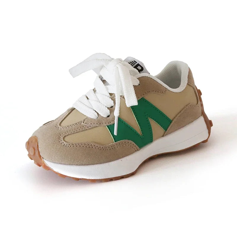Kids Spring Leather Sneakers – Soft Sole Non-Slip Casual Shoes